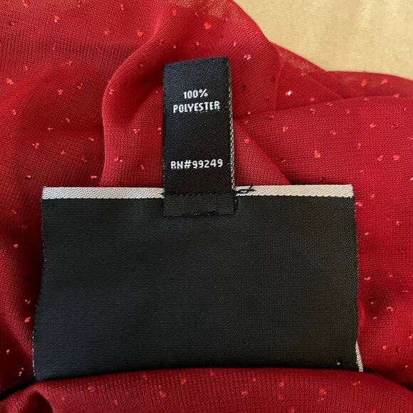 Catherines Flowy Floaty Red Sheer Ombre Cowl Neck Sparkle Maxi Caftan OSFM - Picture 8 of 8